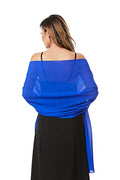 Shawls and Wraps for Evening Dresses Sheer Chiffon Women Elegant Soft Silky Sparkly Wedding Bridal Scarf - color: Royal Blue B