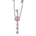 KunBead Piercing Navel Waist Chain Belly Button Ring Surgical Steel Sexy Love Dangle Body Jewelry - color: pink