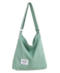 Covelin Women's Retro Large Size Canvas Shoulder Bag Hobo Crossbody Handbag Casual Tote - color: Dark Sea Green