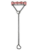 Black Leather Choker Collar For Women, Handmade Heart Slip Chain Choker Long Necklace with Adjustable Buckle - color: B-Pink-Black-Black, size: 24''chain