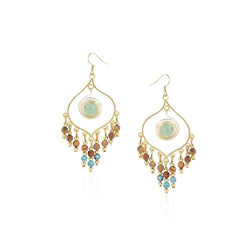 Bohemian Long Tassel Turquoise Beads Water Drop Dangle Earrings For Women Vintage Sbb Copper Coil Necklace Mujer Exaggerated Earring - color: Style 2