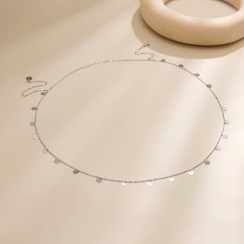 Rhinestone Back Chain Necklace for Women Bridal Wedding Sexy Rhinestone Backdrop Chain Waist Belly Chains Trendy Body Chains Jewelry - style: SilverA