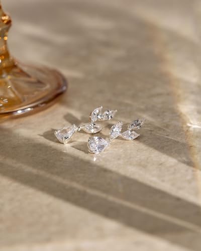 HANLI Dangle Earrings for Women – 14K Gold Plated/Silver Drop Earrings Sparkly CZ Gold Dangle Earrings Elegant Dangling Earrings for Wedding Bridal Prom Jewelry - color: 2-Dangle CZ Silver