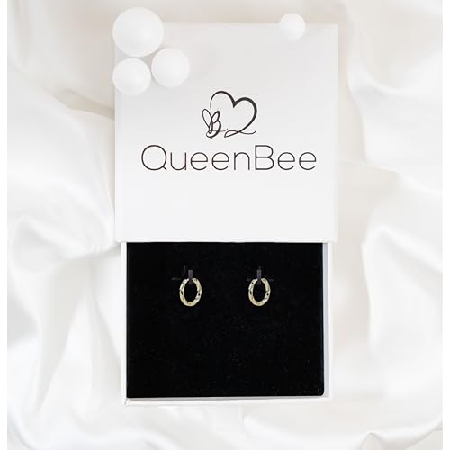 QueenBee 925 Sterling Silver & Gold-Plated Twisted Small Hoop Earrings – Hypoallergenic, Minimalist, Lightweight Jewelry for Women – Classic Everyday Hoops - color: Small Gold Hoop