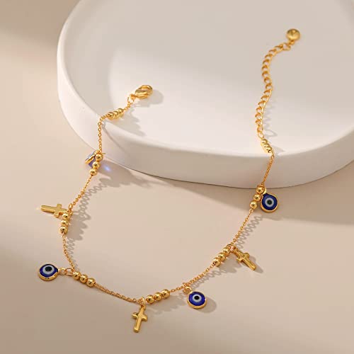 Yumikoo 18k Gold Plated Anklet Ankle Bracelets for Women - style: Evil Eye