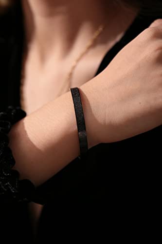 Qitian Islamic Jewelry Gifts for Women Allah Gold Bangles Bracelets Ayatul Kursi Arabic Cuff Bracelet for Women Men Islam Eid Ramadan New Year Gifts - color: D-Black-Thick - women