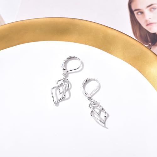 Leverback Earrings Dangle Earrings for Women Dangly Earrings Anniversary Birthday Gifts for Women - style: Double Linear-Silver
