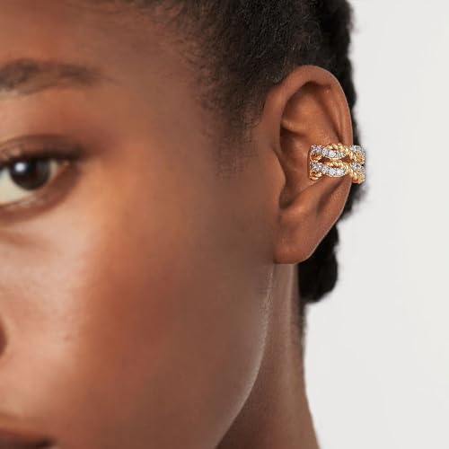 MTMY Gold Ear Cuff Earring for Women 14K Gold Plated Cubic Zirconia Non-Pierced Clip on Cartilage Chunky Ear Cuffs Hypoallergenic Jewelry - style: 2rope / pair