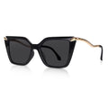 DrRelax Big Square Sunglasses Womens Retro Polarized Sun Glasses with Metal UV 400 Protection - color: Black/ Grey