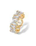 PAVOI 14K Gold Plated Marquise Eternity Rings for Women - Cubic Zirconia Chunky Stackable Wedding Ring - Statement Baguette CZ Gold Wedding Bands for Women - Promise Band Bridal Jewelry - color: Yellow Gold