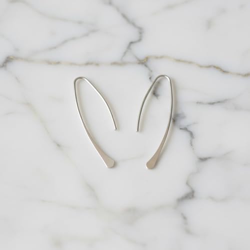 Upside Down Hoop Earrings - Hypoallergenic Lightweight Wire Needle Drop Dangle Threader Hoops for Women, Safe for Sensitive Ears - Plated in 925 Sterling Silver or 18k Gold - color: 1.2" inch - 925 Sterling Silver Plated