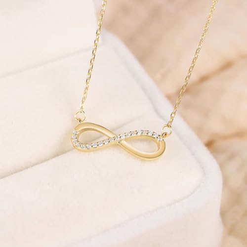 LLWOM Gold Necklace for Women-14k Gold Plated Infinity Necklace Star Of David Necklace Evil Eye Cross Pendants Heart Dainty Gold Necklace For Women - color: Gold, style: CZ Infinity Gold