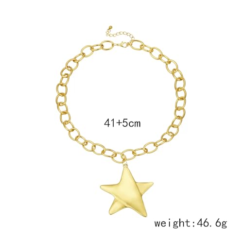 Chunky Necklace for Women Big Star Necklaces for Women Trendy Large Statement Necklace Thick Chain Bold Chunky Jewelry Star Accessories Boho - style: 1 - G