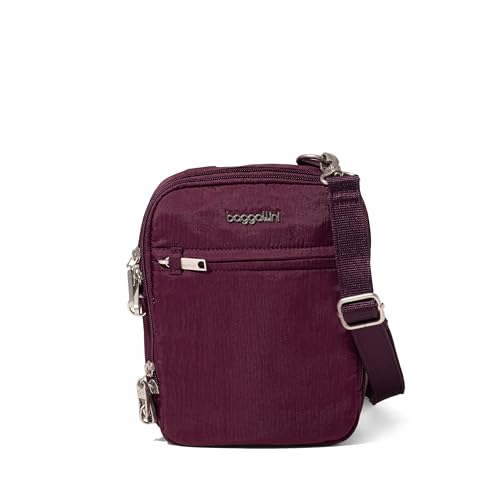 Baggallini Securtex® Anti-theft Mini Everything Crossbody Bag, 6.3"x8.25" Rfid, Locking Zippers & Cut-resistant Strap - color: Mulberry