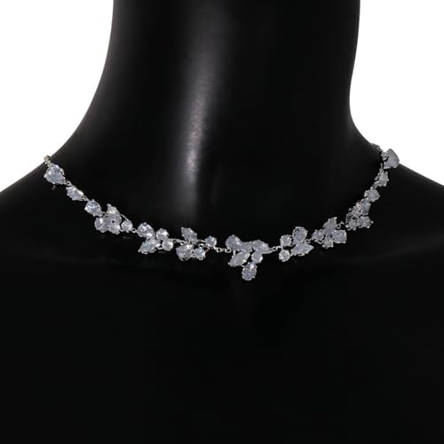 Simple Crystal Leaf Back Chain Body Jewelry for Women Festival Rhinestone Necklace Bridal Wedding Backdrop Body Accessories Jewelry - color: Silver