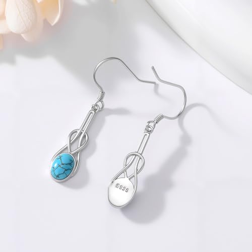 Natural Turquoise Earrings for Women Dangling 925 Sterling Silver Dangle Earrings Western Jewelry Christmas Gift for Sister Mother - style: A-Infinity Earrings