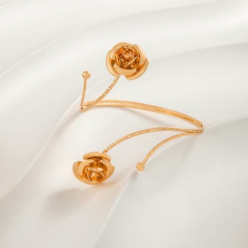 Pingyongchang Arm Cuff Upper Arm Band Cuff Bracelet Bangle for Women Silver Gold Boho Adjustable Flower Butterfly Sun Moon Armband Set Birthday Friendship Gift Holiday Beach Jewelry - style: G Gold