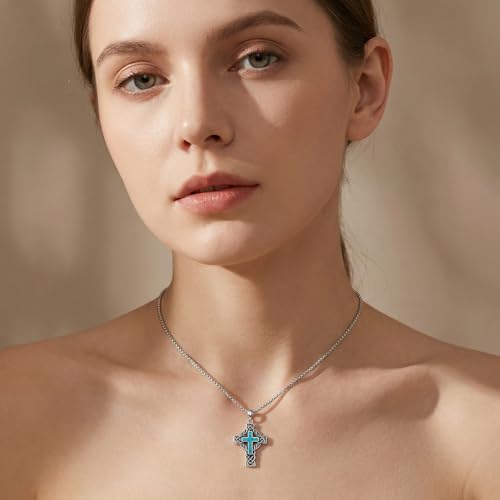 Turquoise Necklaces 925 Sterling Silver Western Necklace Boho Jewelry for Men Women Her Birthday Valentines Day Gifts - style: Mens