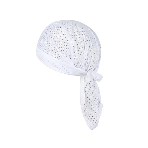 PURFUN Men Women Breathable Cycling Bandana Headscarf Adjustable Sweat Wicking Quick Dry Mesh Head Scarf Wrap Liner Skull Cap - color: White