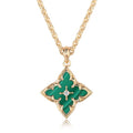 Fettero Gold Clover Necklace for Women Dainty 14K Gold Plated CZ Pendant Necklace Adjustable Chain Choker Charm Colorful Clover Pendant Lucky Necklaces for Women Jewelry - color: Malachite-green