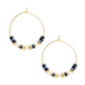 Natural Stone Beaded Hoop Earrings for Women, Boho Handmade Lightweight Hypoallergenic Trendy Summer Beach Accessories Fashion Jewelry Gift - color: Navy Blue