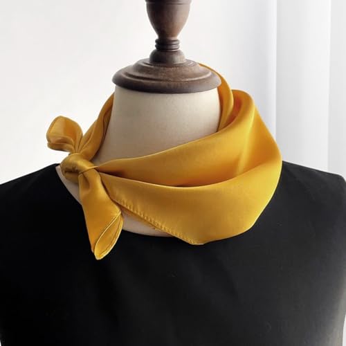Ciormis 100% Mulberry Silk Scarf-Women's 21''/27''Square Silk Hair Head Scarf Neckerchief with Gift Packaged - color: 21''x 21''-style 24-mustard