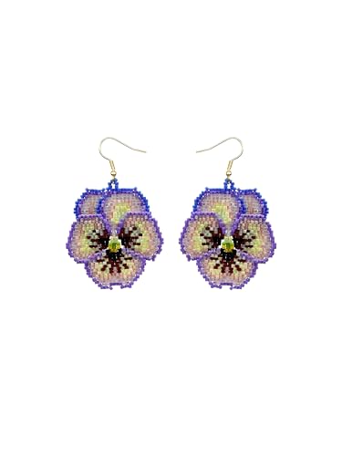 Handmade Seed Beaded Earrings, Lightweight Boho Fringe Dangle Earrings, Glass Bead Drop Jewelry for Everyday Wear & Party, Women Gifts - color: Cat face-Pink