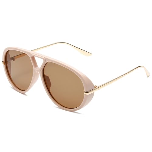 Trendy Oversized Pilot Sunglasses Women For Men Round Sun Glasses Vintage Big Frame Shield Shades Men Punk Sunglasses - color: C8