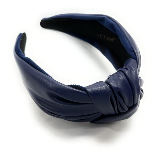 Chunky 2.5 Inches Knot Top Navy Blue Headbands for Women, Trendy Head bands for Women's Hair Leather Knotted Headband for Women is a Womens Head band Fashion Designer Girl - color: Chunky Navy Blue