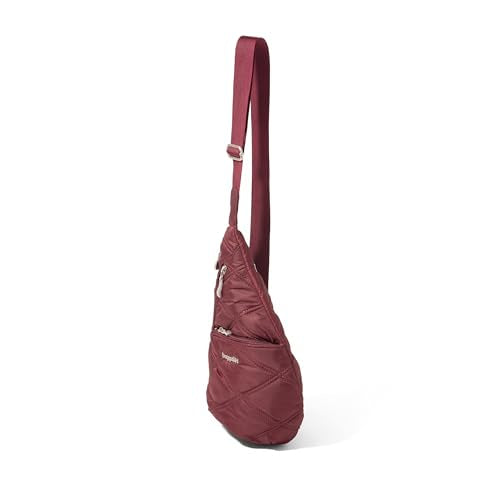 Baggallini Mini Sling - 12x7 Sling Crossbody Bag Backpack with Adjustable Shoulder Strap - color: Dark Cherry Quilt