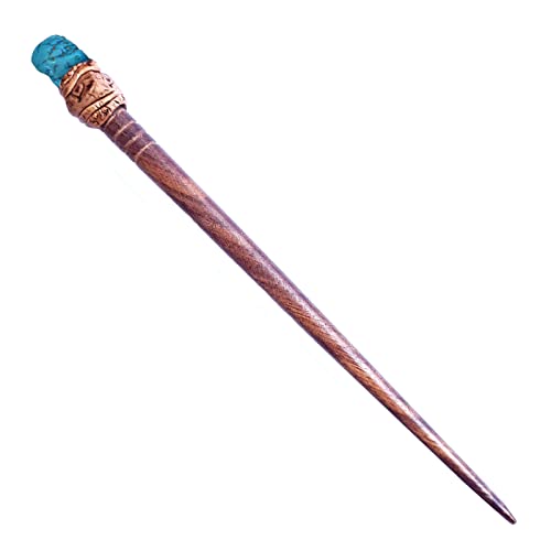 Natural Tumbled Healing Gemstone Crystal Wooden Hair Stick Handmade Gifts Boho Reiki by Smoky Quartz (Turquonite Magnesite) - color: Turquonite Magnesite