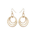 Bohemian Boho Round Circle Hoop Dangle Drop Earrings for Women – Delicate – Hammer Texture – Matte Plated – with Gift Box Included - style: MATTE GOLD - MULTI-CIRCLE DROP