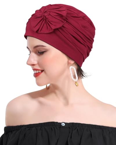 Chemo Headwear for Women Cancer Patients Lightweight Head Coverings for Hair Loss Seasonal - color: Burgundy