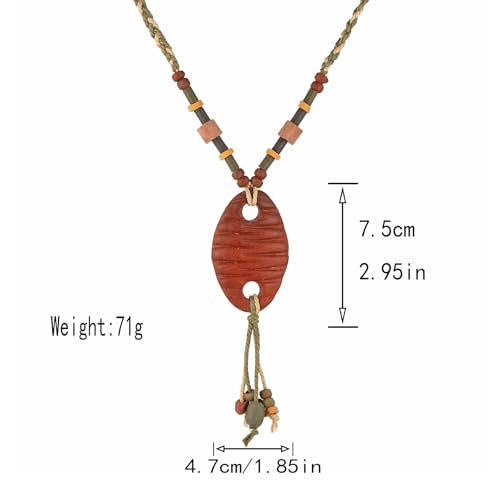 STWTR Bohemian Beaded Necklace Pendant for Women Men Retro Colorful Ceramic Pendant Handmade Ethnic Tribe Boho Jewelry Gift - color: Irregular-2