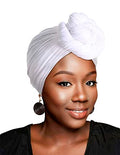HOMELEX Head Wraps Turbans Stretch Jersey Knit Headwraps Wrap Turban Scarf Tie for Women - color: Wt