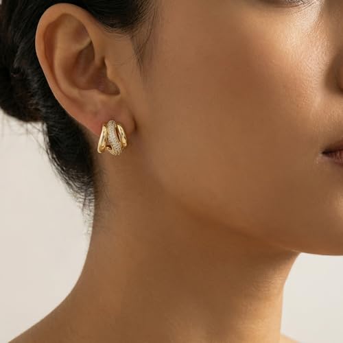 4 Pair Small Gold Hoop Earrings for Women Sensitive Ears - Hypoallergenic 14k Real Gold Plated Hoops Zirconia Cartilage Huggie Earrings Set Helix Piercing Earring Gold Jewelry for Women Gift - color: 1937 Zirconia Hoop Gold