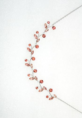Faship Gorgeous Rhinestone Crystal Floral Necklace Earrings Set - color: Coral