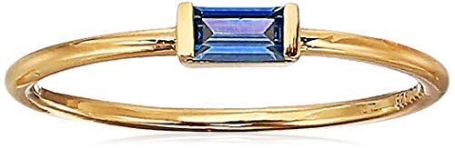 Amazon Essentials 18K Yellow Gold Plated Sterling Silver Cubic Zirconia Fashion Stackable Ring - color: Created Blue Sapphire,September, size: 9