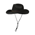 Straw Cowboy Hats Western Cowgirl Hat for Holiday Woven Beach Sun Hat with Shapeable Wide Brim Cowboy Hat for Women/Men - color: Black