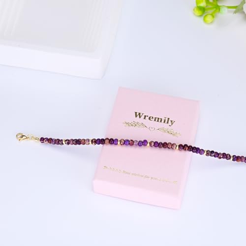 Natural Stone Beaded Anklets Bracelets for Women Handmade Beaded Anklet Bracelet Waterproof Boho Beads Ankle Bracelet Adjustable Summer Jewelry - color: purple