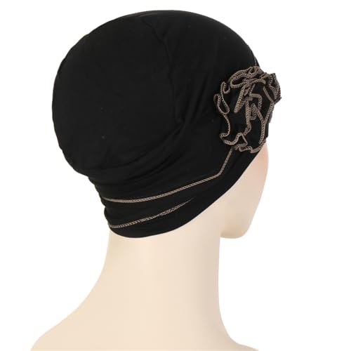 Headwrap Turbans for Women - Twist Soft Floral Solid Caps Pre Tied Chemo Beanies Headwear Hat for Cancer - color: Black Coffee