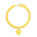 Elegance 11 designs Chunky Heart Necklace for Women, Colorful Acrylic Beaded Statement Puff Heart Necklace, Cute Boho Y2K Choker Necklace for Gift Jewelry - color: Yellow
