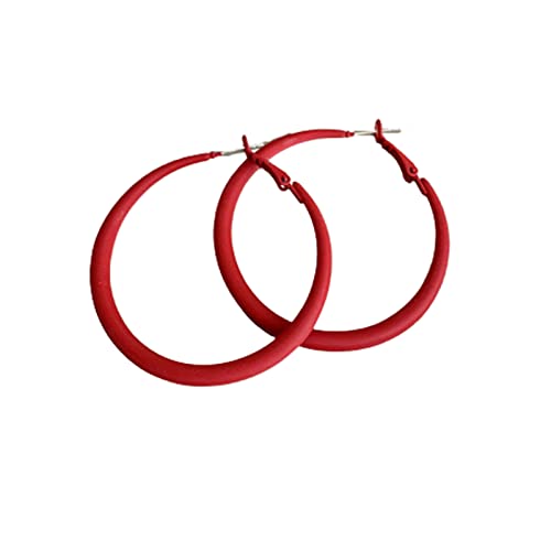 Colorful Matte Hoop Earrings 80s Hoop Earring Retro Earrings Neon Earrings Bright Fluorescence Round Hoop Earings for Women - color: red