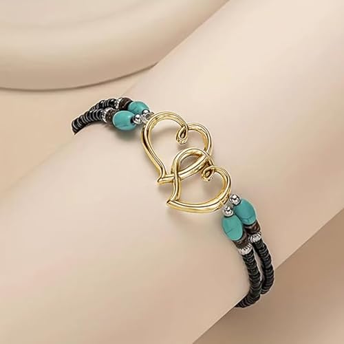 Ankle Bracelets for Women Waterproof Elastic Heart Anklet Stretchy Ankle Bracelets Colorful Beaded Anklets Boho Ankle Bracelets Silver Beach Anklet Jewelry Accessories for Summer - color: Gold Black Anklets