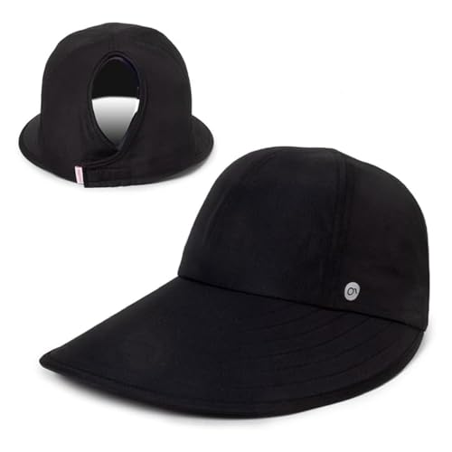Ponyflo Sunblocker Wide Brim Hat, Patented Women’s Ponytail Sun Hat for Adults, UPF 50 Sun Protection - color: Black