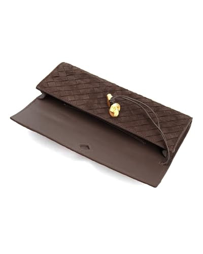NEWBELLA Handwoven Women's Clutch Purse, Crossbody Bag with Adjustable Strap for Evening & Casual Use - color: Matted Coffee
