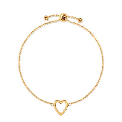 LeCalla 925 Sterling Silver Sliding Bolo Bracelet | Lightweigh Adjustable Chain Bracelets for Women | Valentine's Day Gift Friendship Sister Mom - color: Open Heart Bolo