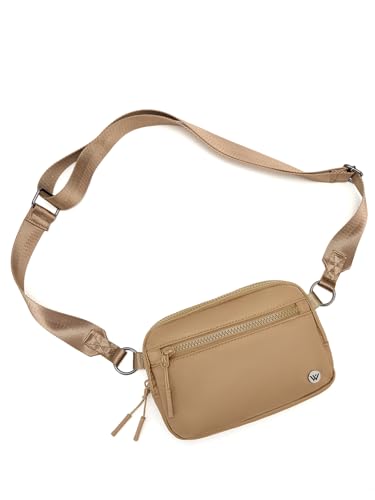 WESTBRONCO Small Crossbody Bags for Women Nylon with Adjustable Strap, Zipper Crossbody Purse, 1L Shoulder Bag for Travel - color: Brown
