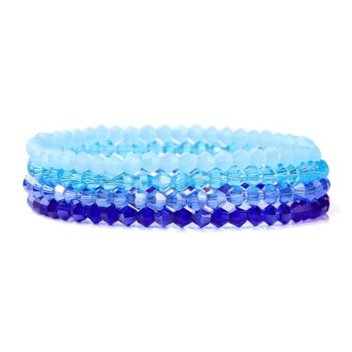 xuzhiyuan Women's Multilayer Crystal Beaded Bracelet Set - Boho Stackable Stretch Handmade Jewelry for Daily Wear & Gifting - color: Blue