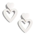 Double Heart Earrings Dangling Heart Drop Earrings For Women Love Heart Dangle Earrings Birthday Gift - color: White